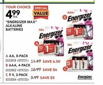 RONA Energizer Max Alkaline Batteries offer