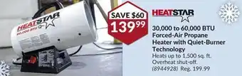 Princess Auto 30, 000 to 60, 000 btu forced-air propane heater offer