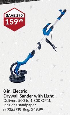Princess Auto 8 in. electric drywall sander with light offer