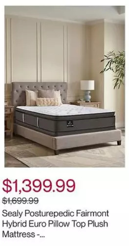 Hudson's Bay Sealy sealy posturepedic fairmont hybrid euro pillow top plush mattress - double offer