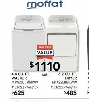 RONA 6.2 CU. FT. Dryer MTX22EBMKWW offer