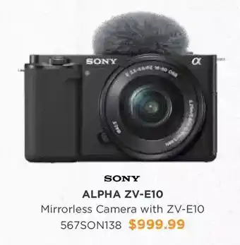 Henry's Sony alpha zv-e10 mirrorless camera with zv-e10 offer