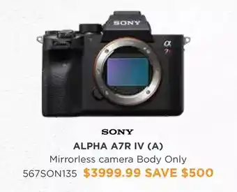 Henry's Sony alpha a7r iv mirrorless camera body offer
