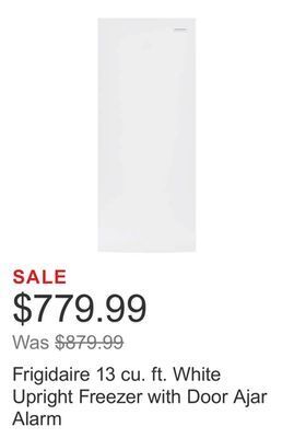Costco Frigidaire 13 cu. ft. white upright freezer with door ajar alarm offer