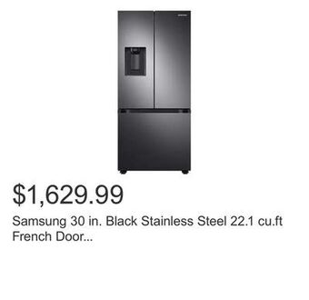Costco Samsung 30 in. black stainless steel 22.1 cu.ft french door refrigerator with exterior water dispenser offer