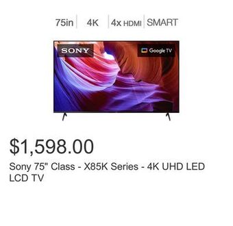 Costco Sony 75" class - x85k series - 4k uhd led lcd tv offer