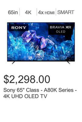 Costco Sony 65" class - a80k series - 4k uhd oled tv offer