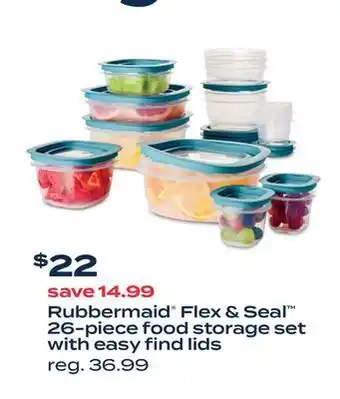 Bed Bath & Beyond Rubbermaid® flex & seal™ 26-piece food storage set with easy find lids offer