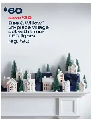 Bed Bath & Beyond Bee & willow™ 31-piece led village set with timer tea lights in white/green offer