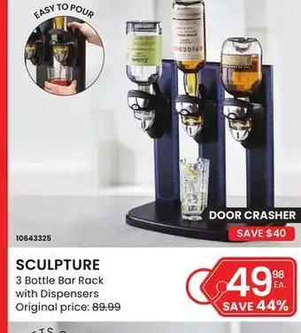 Stokes Sculpture 3 bottle bar rack with dispensers offer