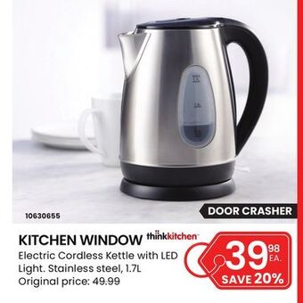 Stokes Kitchen window electric cordless kettle with led light offer