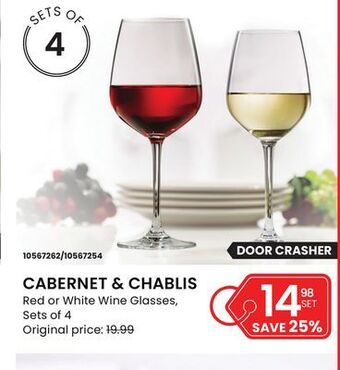 Stokes Cabernet & chablis red or white wine glasses offer