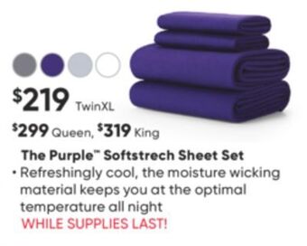 Sleep Country The purple softstrech sheet set offer