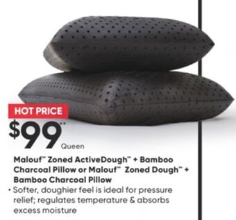 Sleep Country Malouf zoned activedough + bamboo charcoal pillow or malouf zoned dough + bamboo charcoal pillow offer
