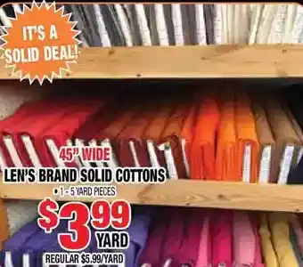 45" wide len's brand solid cottons