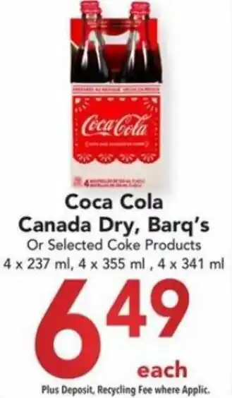 Buy-Low Foods Coca Cola Canada Dry, Barq's offer