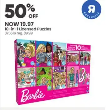 Toys R us Barbie 10-in-1 licensed puzzles offer