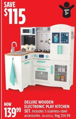 Canadian Tire Deluxe wooden electronic play kitchen set offer