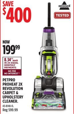 Canadian Tire Bissell petpro proheat 2x revolution carpet & upholstery cleaner offer