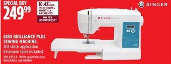 Canadian Tire Singer 6180 brilliance plus sewing machine offer