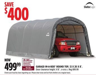 Canadian Tire Shelterlogic garage-in-a-box round top, 12 x 20 x 8' offer