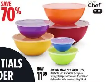 Canadian Tire Masterchef mixing bowl set with lids offer
