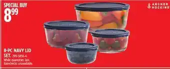 Canadian Tire Anchor hocking 8-pc navy lid set offer