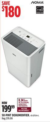 Canadian Tire Noma 50-pint dehumidifier offer