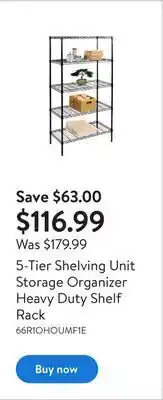 Walmart 5-tier shelving unit storage organizer heavy duty shelf rack offer