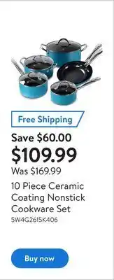 Walmart 10 piece ceramic coating nonstick cookware set offer