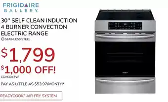 Goemans Appliances Frigidaire gallery 30" self clean induction 4 burner convection electric range stainless steel offer