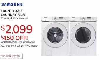 Goemans Appliances Samsung front load laundry pair offer