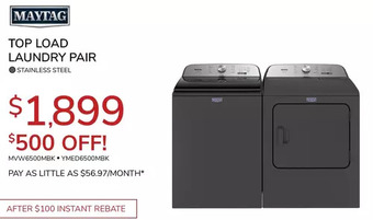 Goemans Appliances Maytag top load laundry pair offer