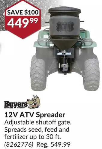 Princess Auto Buyers 12v atv spreader offer