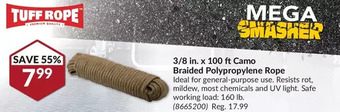 Princess Auto Tuff rope 3/8 in. x 100 ft camo braided polypropylene rope offer