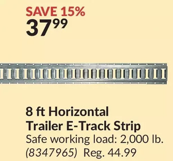 Princess Auto 8 ft horizontal trailer e-track strip offer
