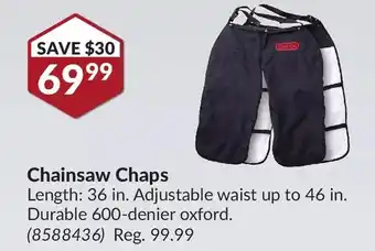 Princess Auto Oregon chainsaw chaps offer