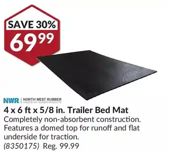 Princess Auto North west rubber 4 x 6 ft x 5/8 in. trailer bed mat offer