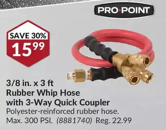 Princess Auto Pro.point 3/8 in. x 3 ft rubber whip hose with 3-way quick coupler offer
