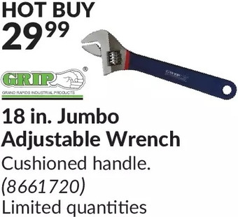 Princess Auto Grip 18 in. jumbo adjustable wrench offer