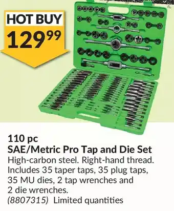 Princess Auto Grip sae/metric pro tap and die set offer