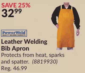 Princess Auto Powerweld leather welding bib apron offer