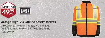 Princess Auto Terra orange high-vis quilted safety jackets offer