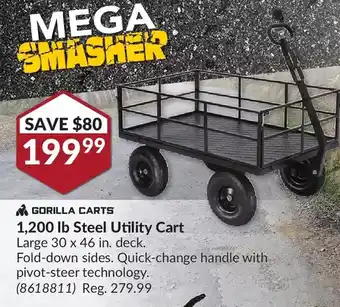 Princess Auto Gorilla carts 1200 lb steel utility cart offer