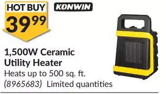 Princess Auto Konwin 1,500w ceramic utility heater offer