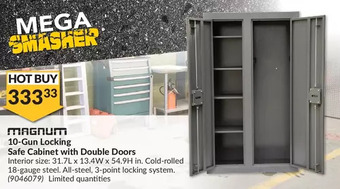 Princess Auto Magnum 10-gun locking safe cabinet with double doors offer