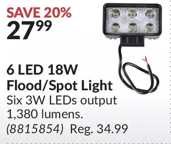 Princess Auto Evergear automotive 6 led 18w flood/spot light offer