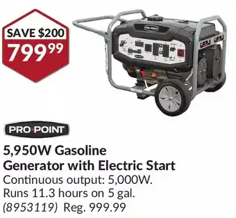 Princess Auto Pro.point 5,950w gasoline generator with electric start offer
