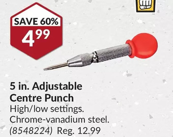 Princess Auto Power fist 5 in. adjustable centre punch offer