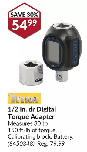 Princess Auto Titan 1/2 in. dr digital torque adapter offer